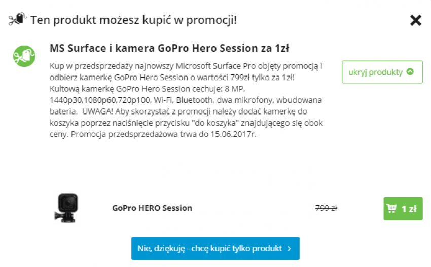 15/06/2017) вы получите камеру GoPro HERO Session за скромный PLN